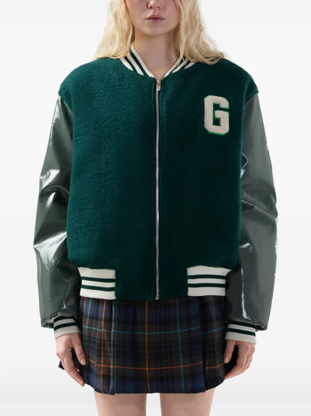 GCDS Letterman jack met rits Groen