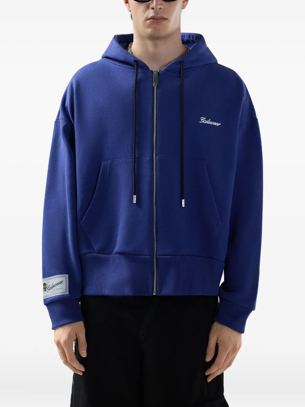 Gcds Zip-up Hoodie In Blue