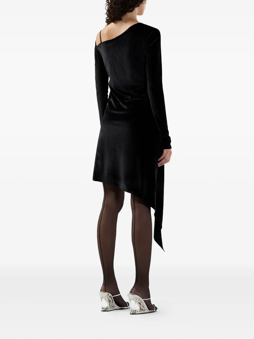 GCDS Asymmetrische mini-jurk met ruches Zwart