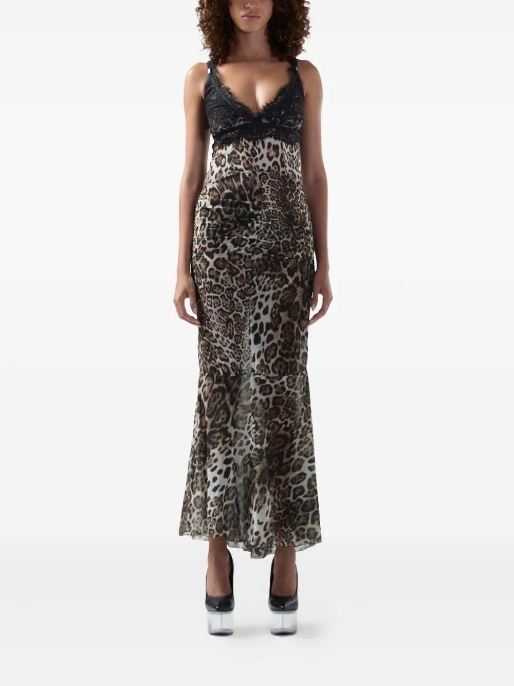 GCDS Jurk met luipaardprint - Bruin