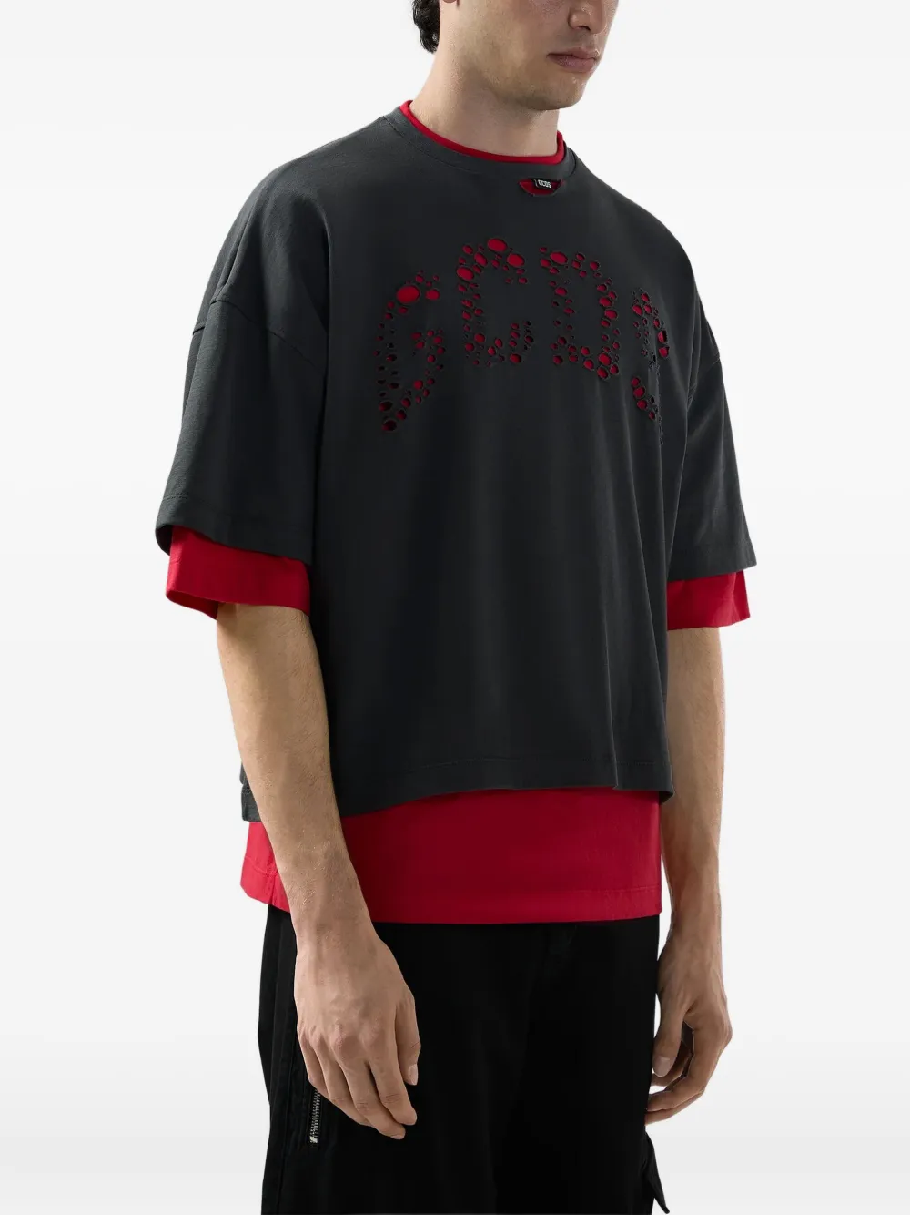 GCDS T-shirt met uitgesneden logo Grijs