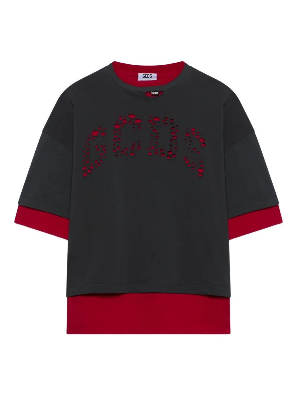 GCDS laser cut-logo T-shirt | Grey | Image 1