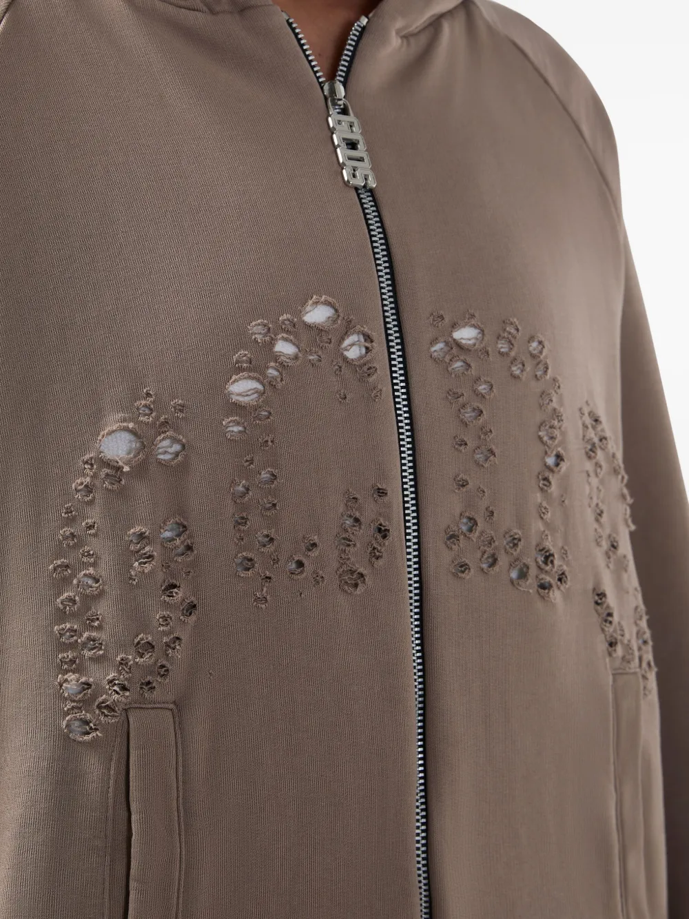 Gcds Distressed Zip Jumpers In Neutral