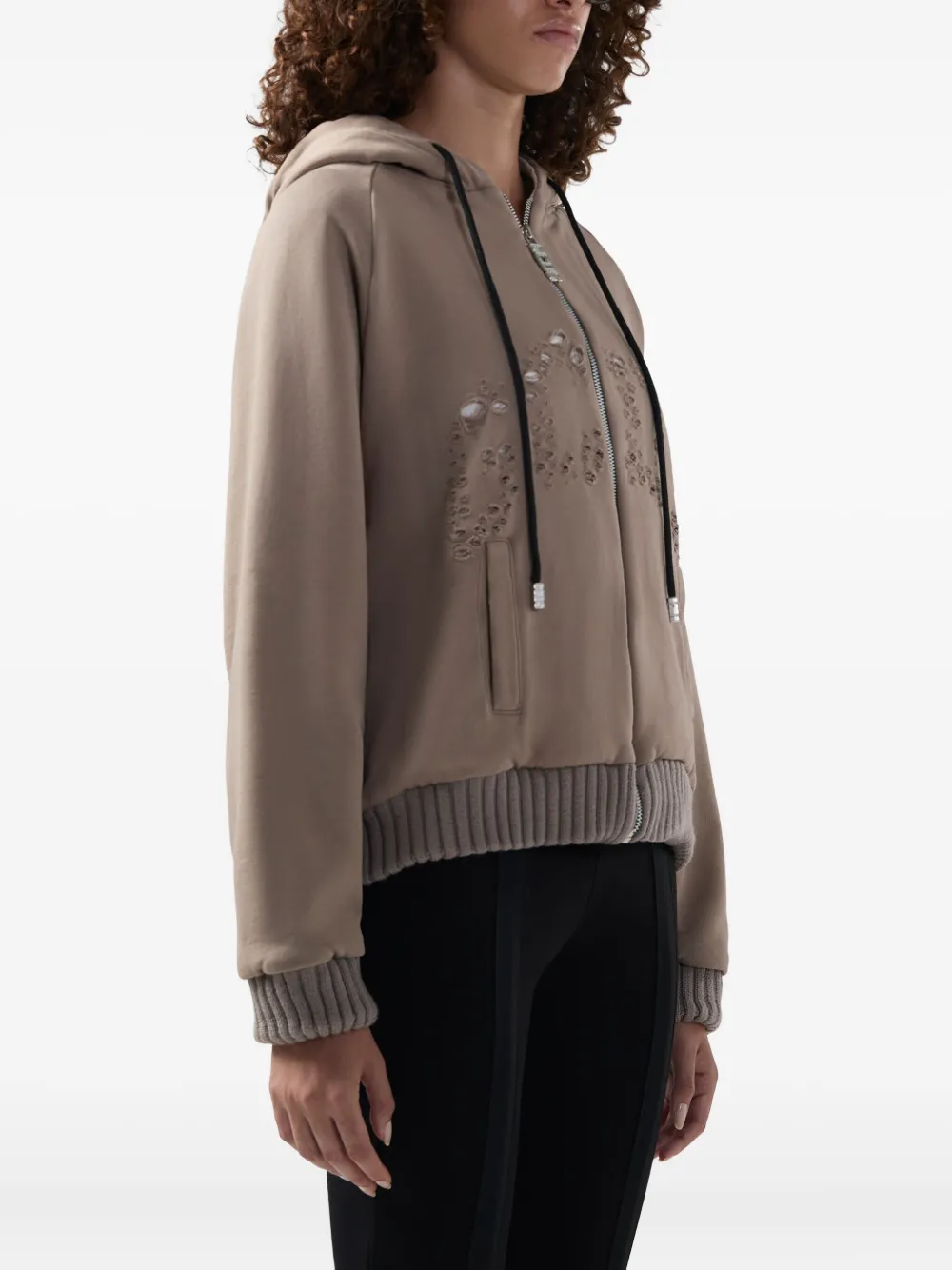 Gcds Distressed Zip Jumpers In Neutral