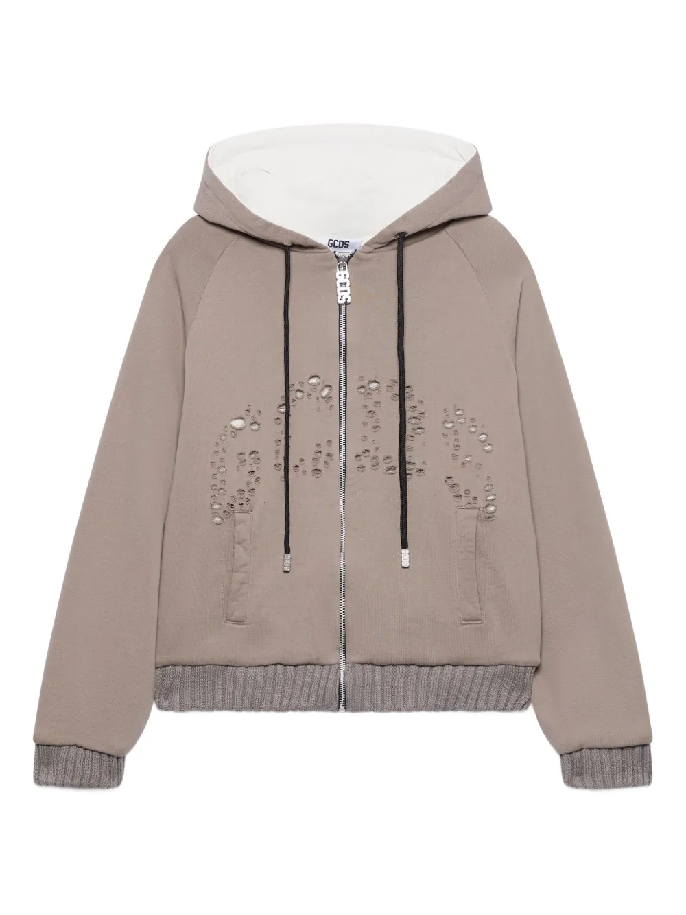 GCDS Distressed zip jumpers | Neutrals | Image 1
