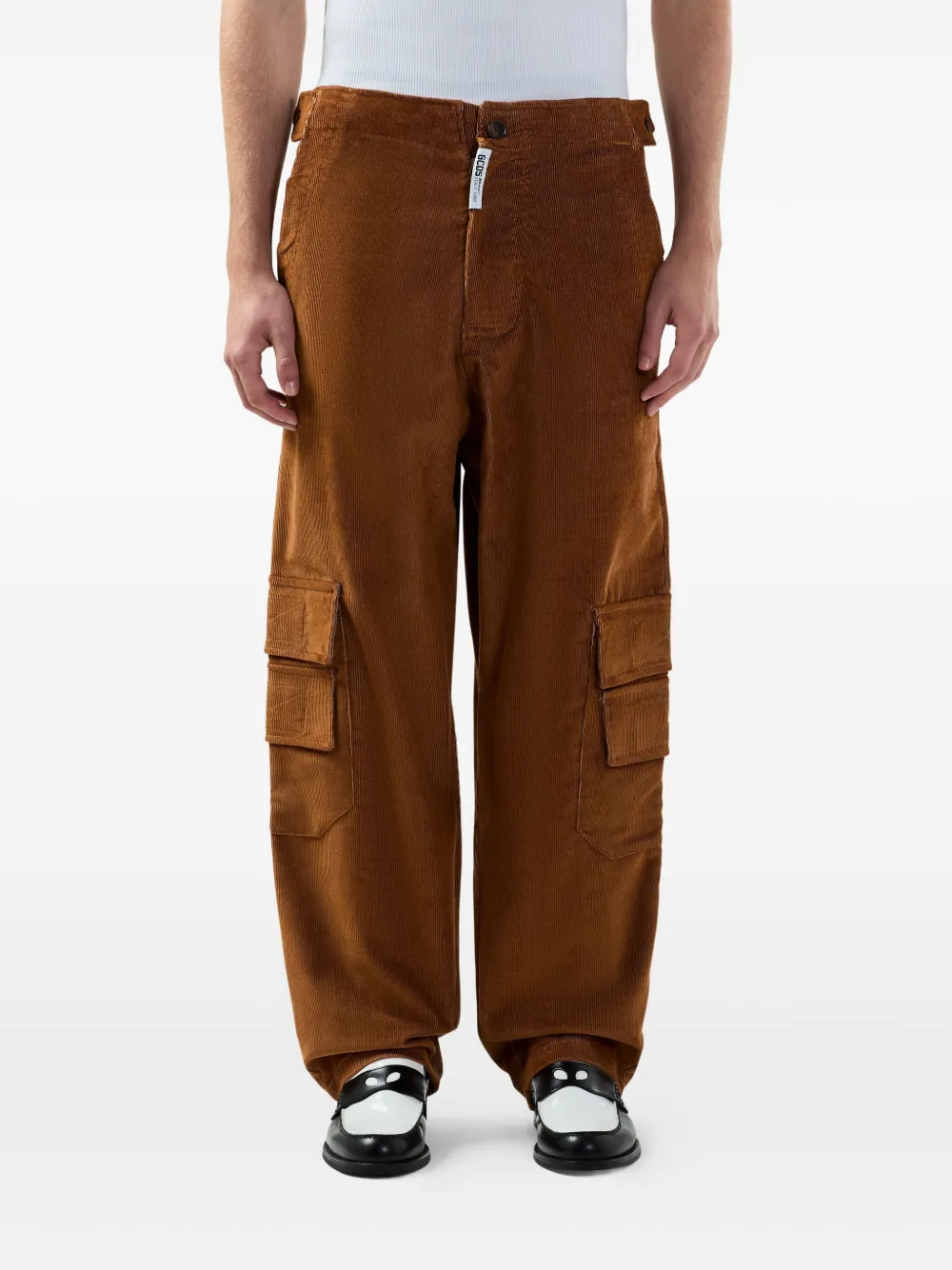 GCDS Ribfluwelen straight broek Bruin