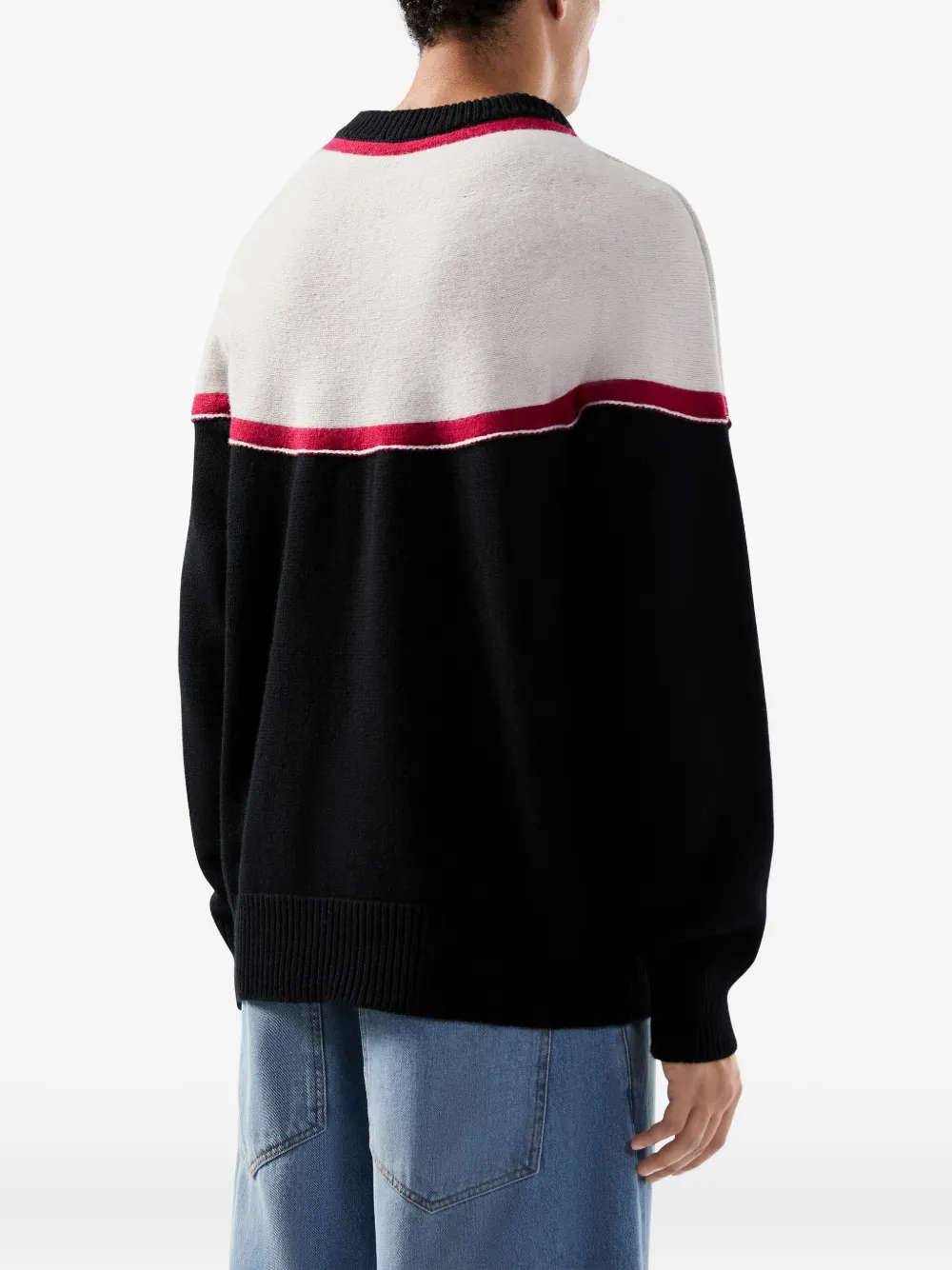 Gcds Black Sweater With Contrast Logo In Black