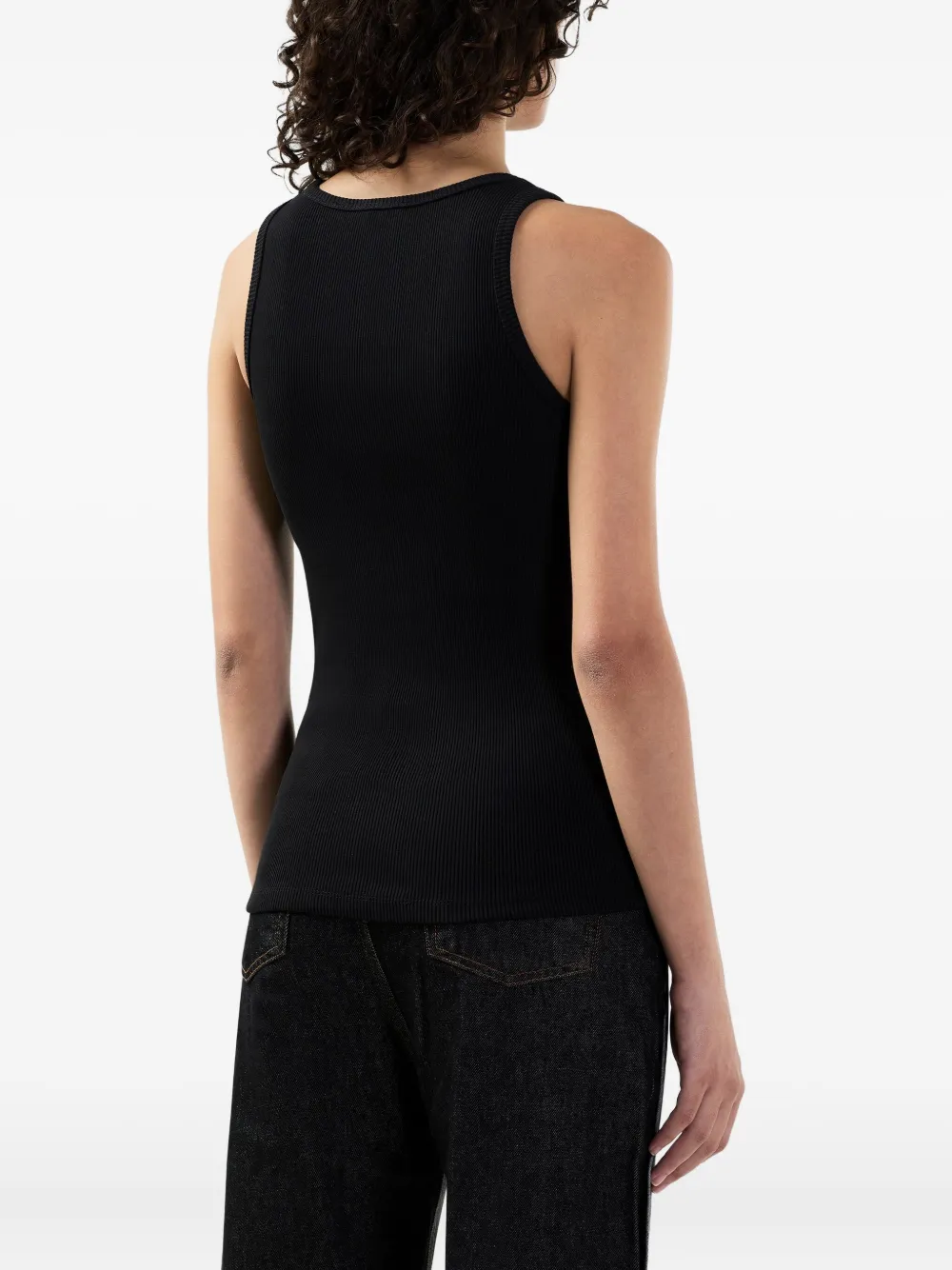 GCDS Geribbelde tanktop met borduurwerk Zwart