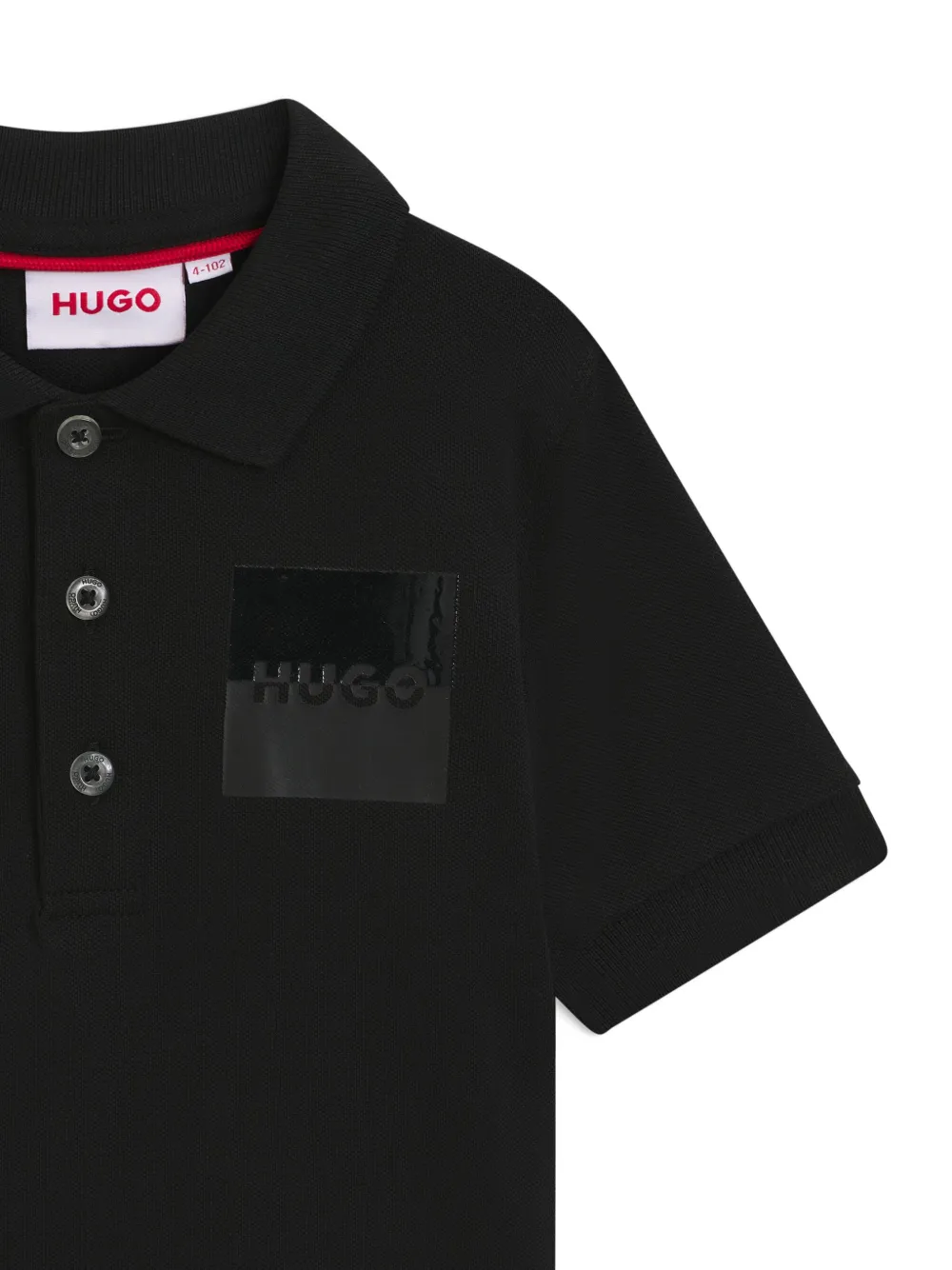HUGO KIDS Poloshirt met logoplakkaat Zwart