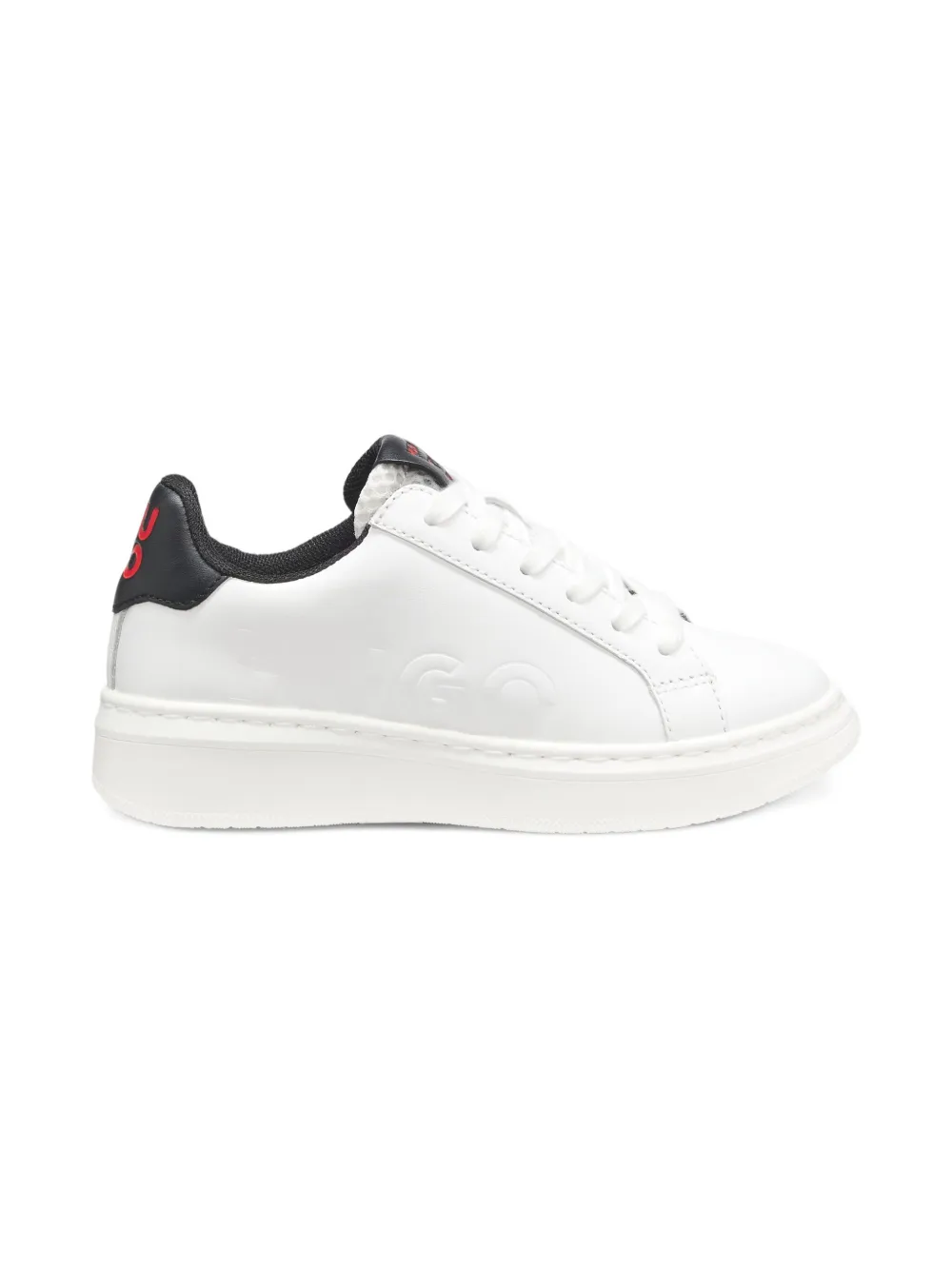 HUGO KIDS Leren sneakers met logodetail Wit
