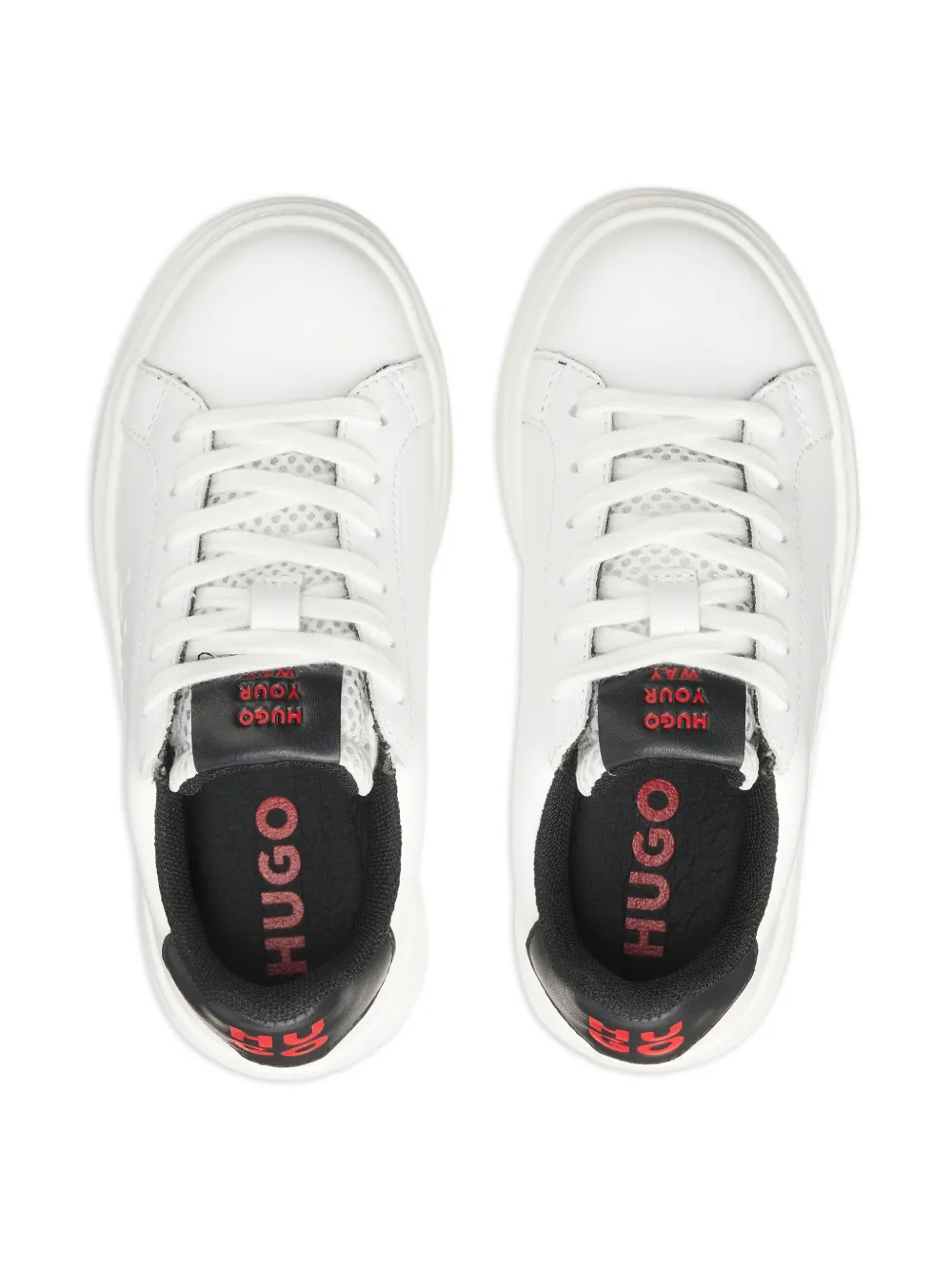HUGO KIDS Leren sneakers met logodetail Wit
