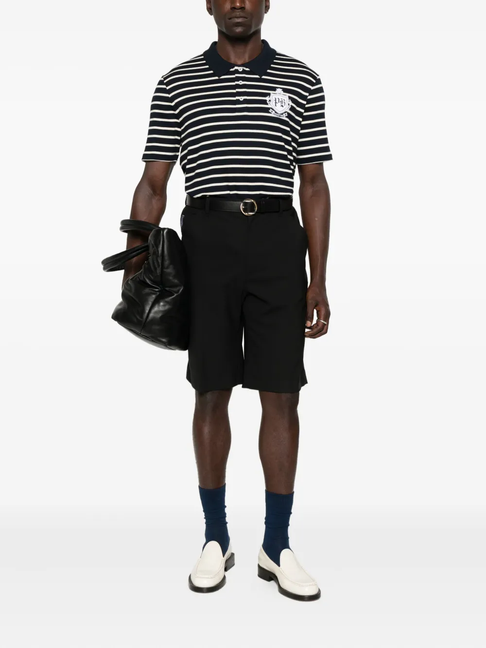 Balmain Gestreept poloshirt met korte mouwen - Zwart