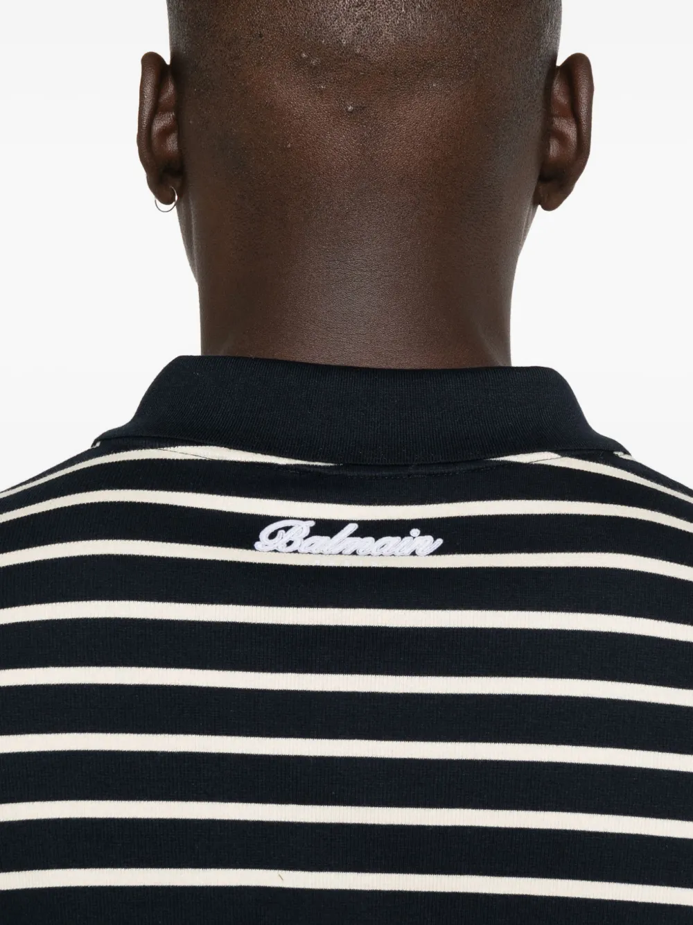 Balmain Gestreept poloshirt met korte mouwen Zwart