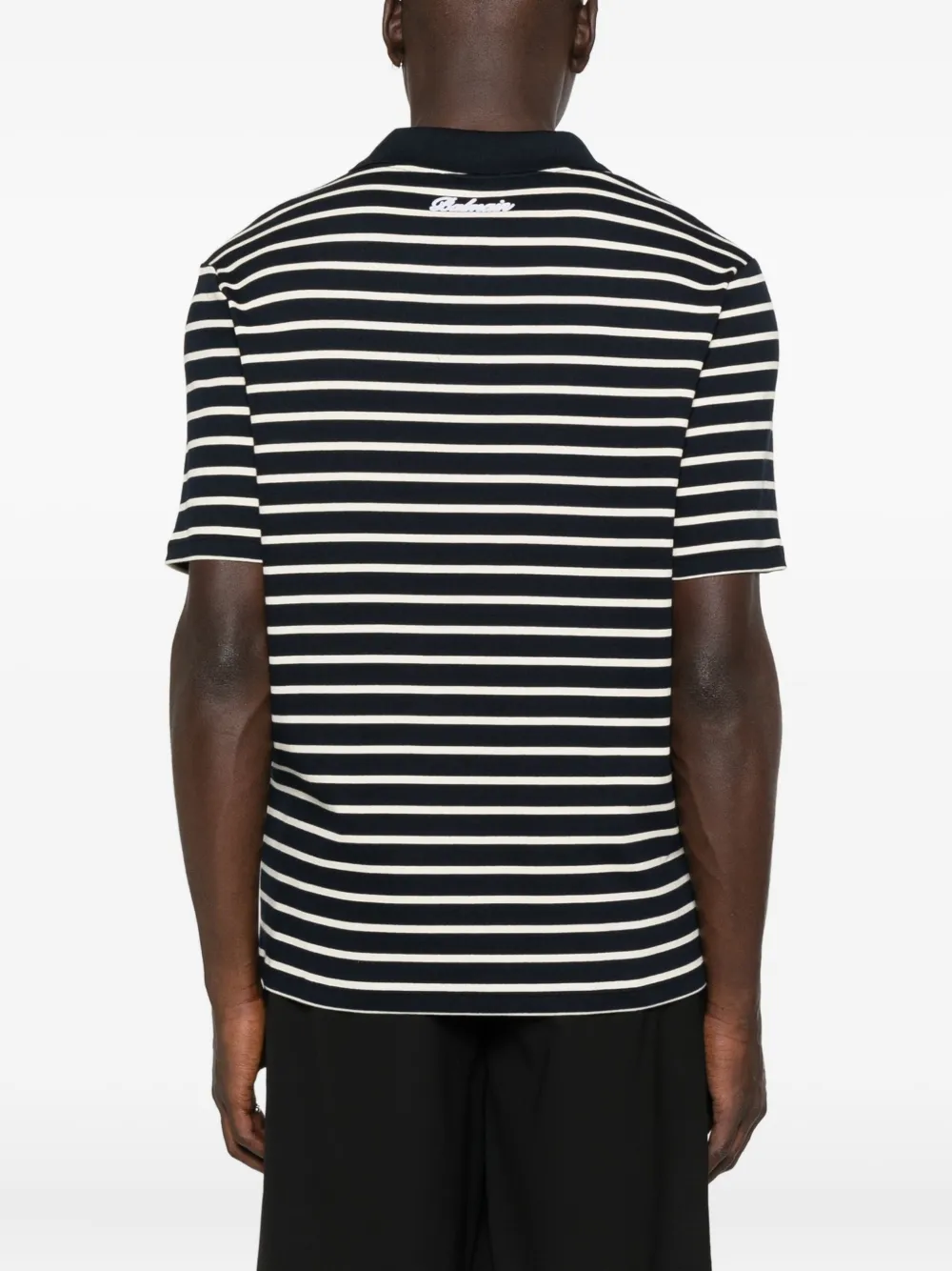 Balmain Gestreept poloshirt met korte mouwen Zwart