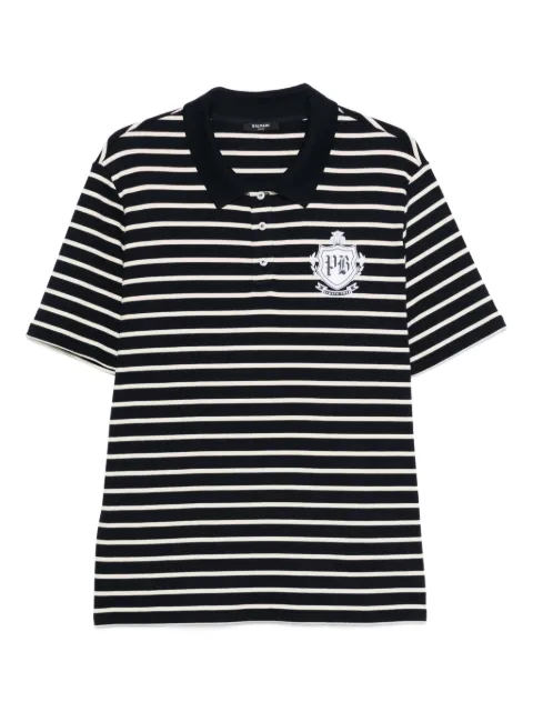 Balmain striped-pattern short-sleeve polo shirt