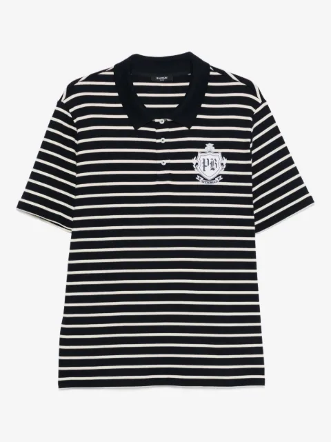 Balmain striped-pattern short-sleeve polo shirt