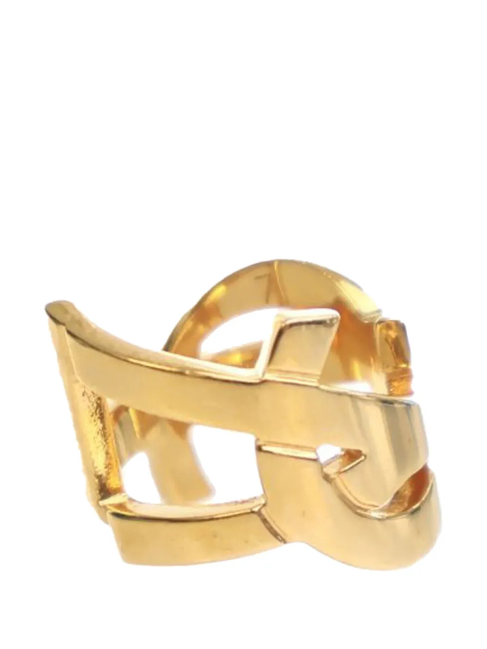 Pre-owned Saint Laurent 2000-2025 Gold Plated Monogram Ring Costume Ring