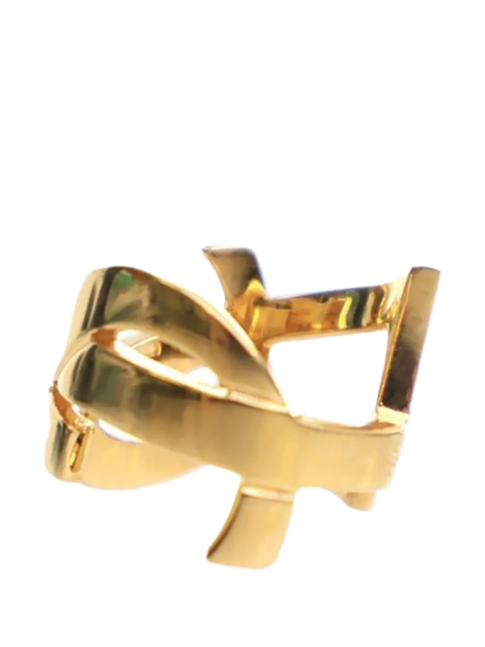 Pre-owned Saint Laurent 2000-2025 Gold Plated Monogram Ring Costume Ring