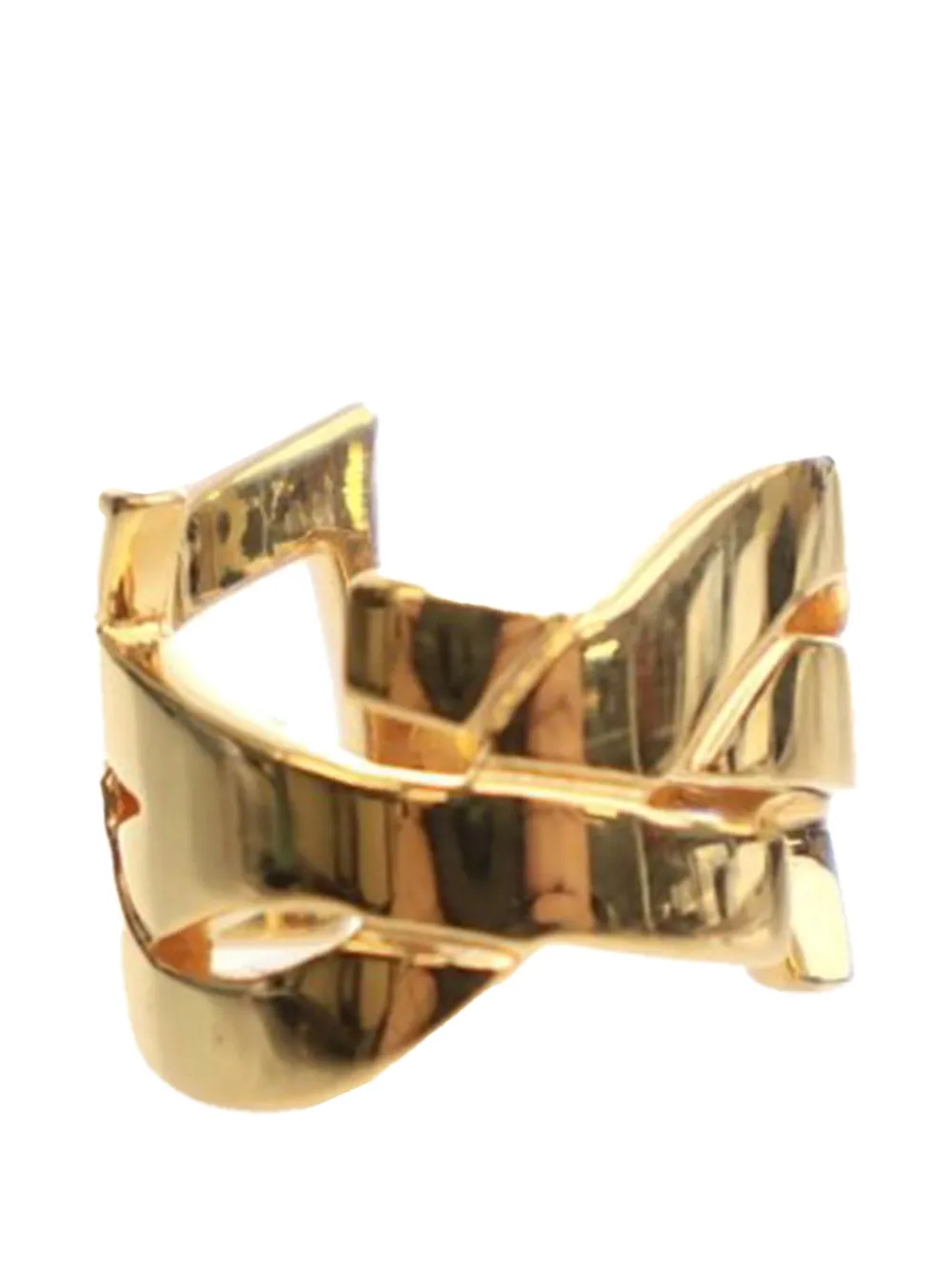 Pre-owned Saint Laurent 2000-2025 Gold Plated Monogram Ring Costume Ring
