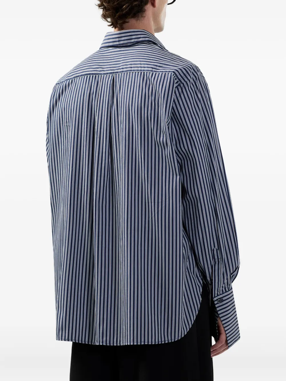 GCDS Gestreept overhemd met grafische print Blauw