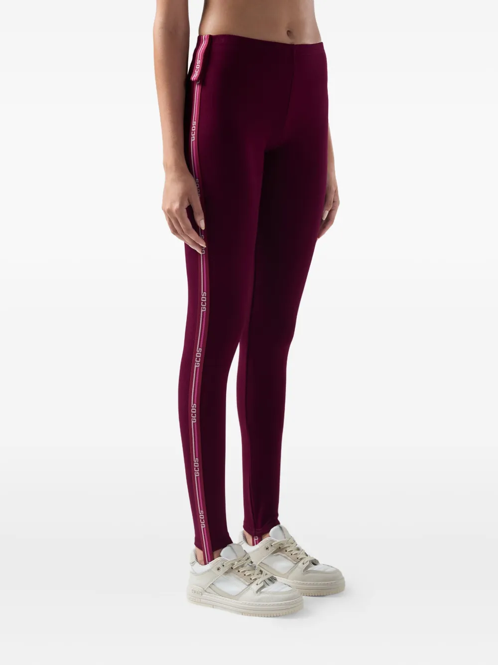 Gcds Logo-tape Piquet Leggings In Multi
