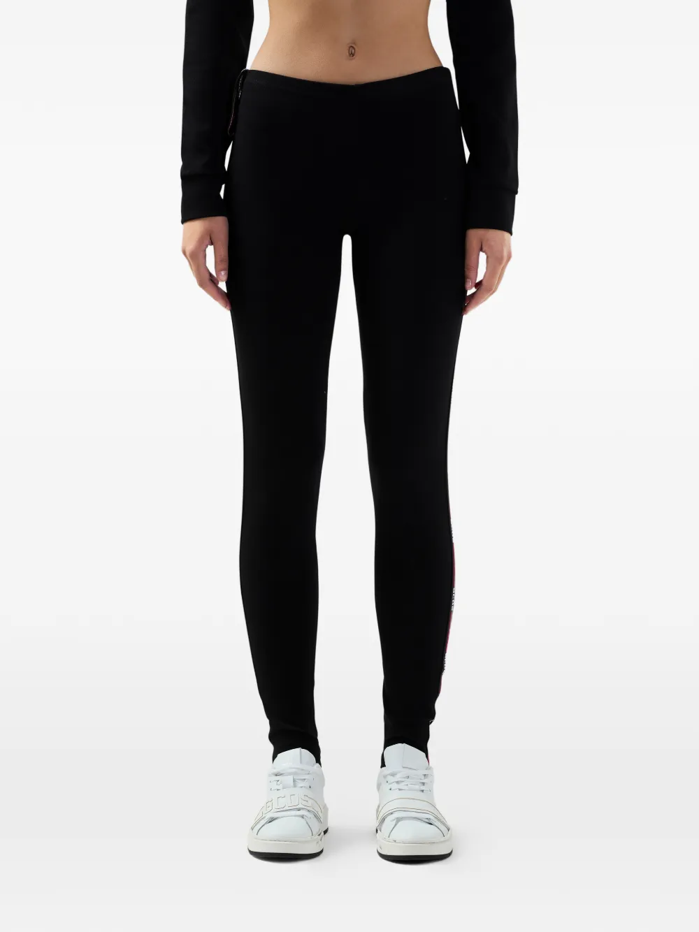 Gcds Logo-tape Leggings In Black
