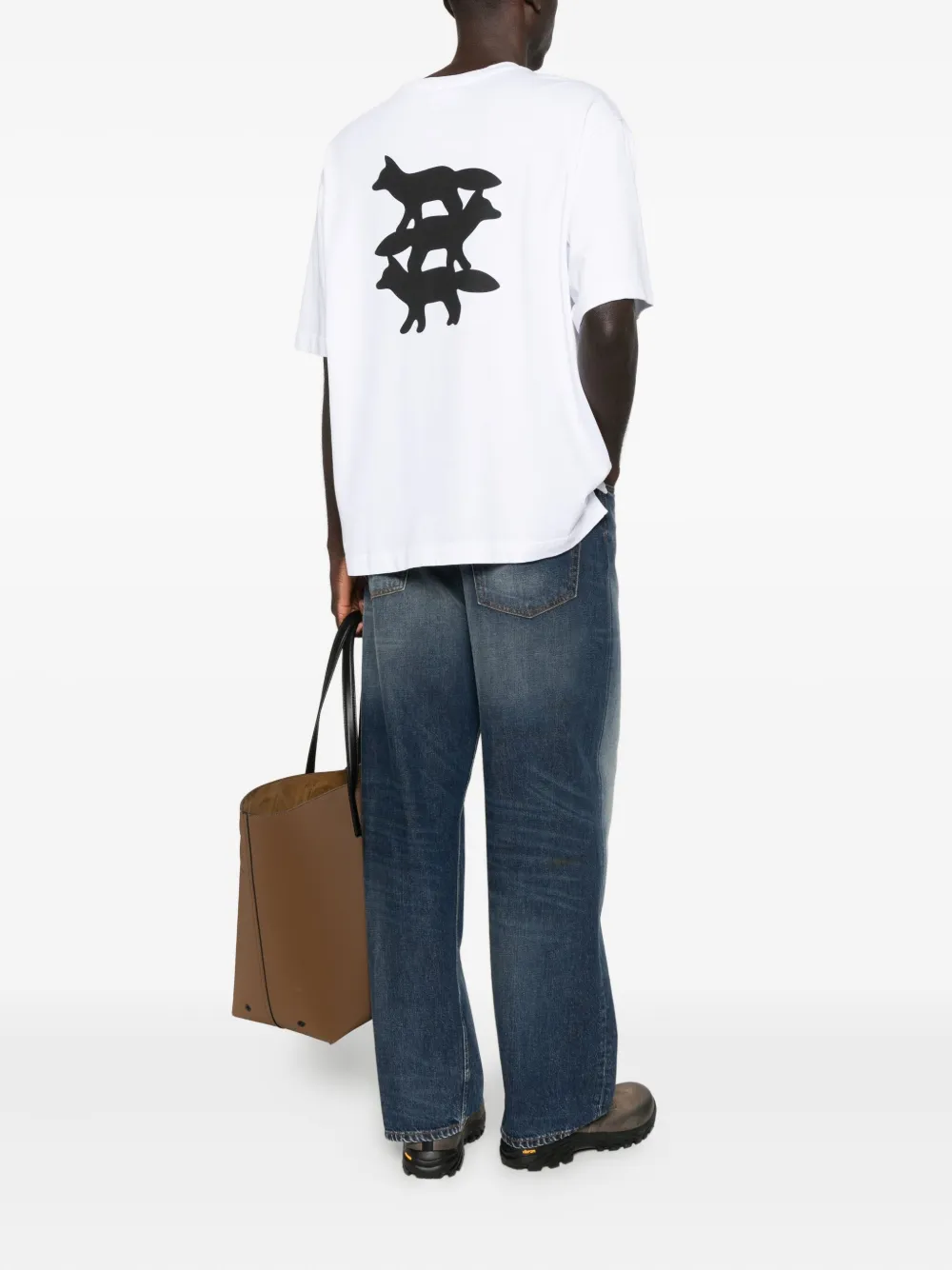 Maison Kitsuné T-shirt met vossenprint - Wit