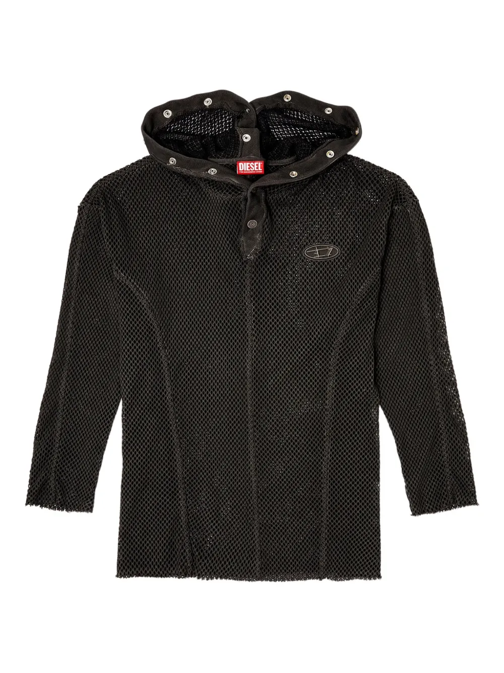Diesel x Thug Club logo-plaque mesh hoodie | Black | Image 1