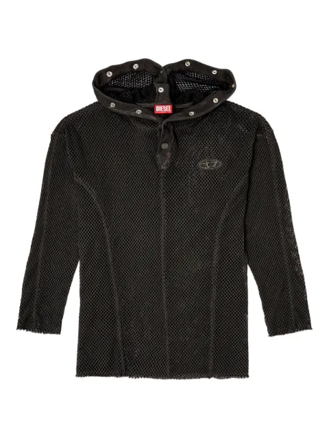 Diesel x Thug Club logo-plaque mesh hoodie