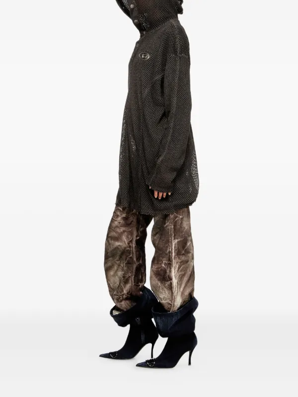 DIESEL×Thug clubコラボ　フーディー Diesel x Thug Club logo-plaque Mesh Hoodie | Black | FARFETCH
