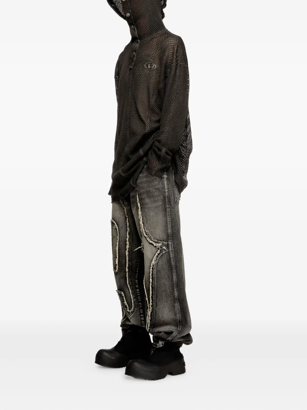 Diesel x Thug Club logo-plaque mesh hoodie | Hoodies | Image 2