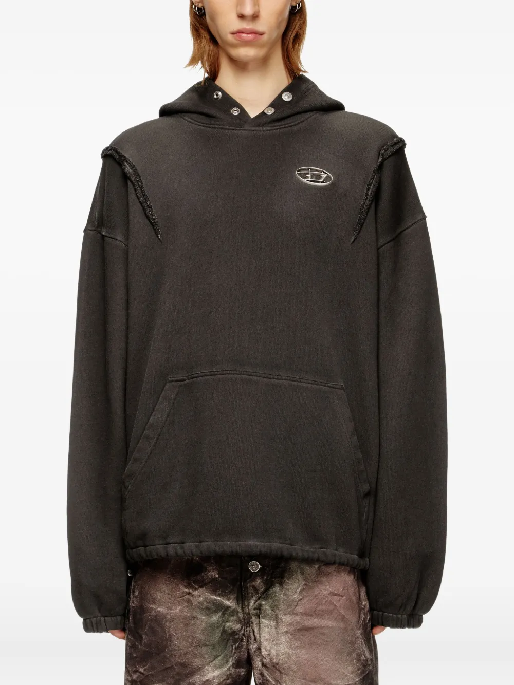 Diesel x Thug Club hoodie met franje en logoplakkaat Zwart