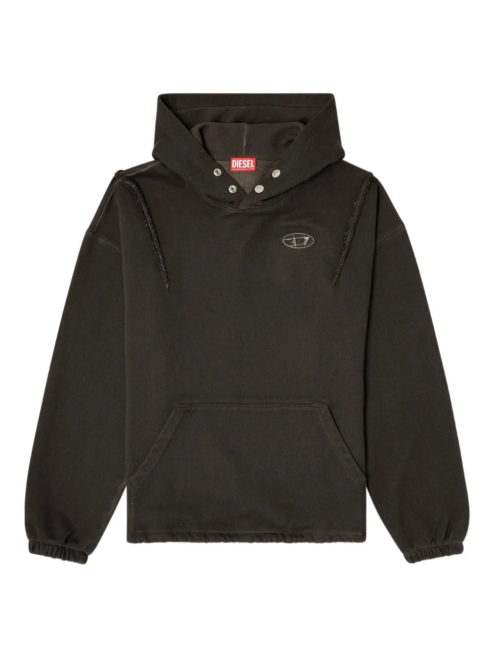 Diesel x Thug Club logo-plaque frayed-detail hoodie | Black | Image 1