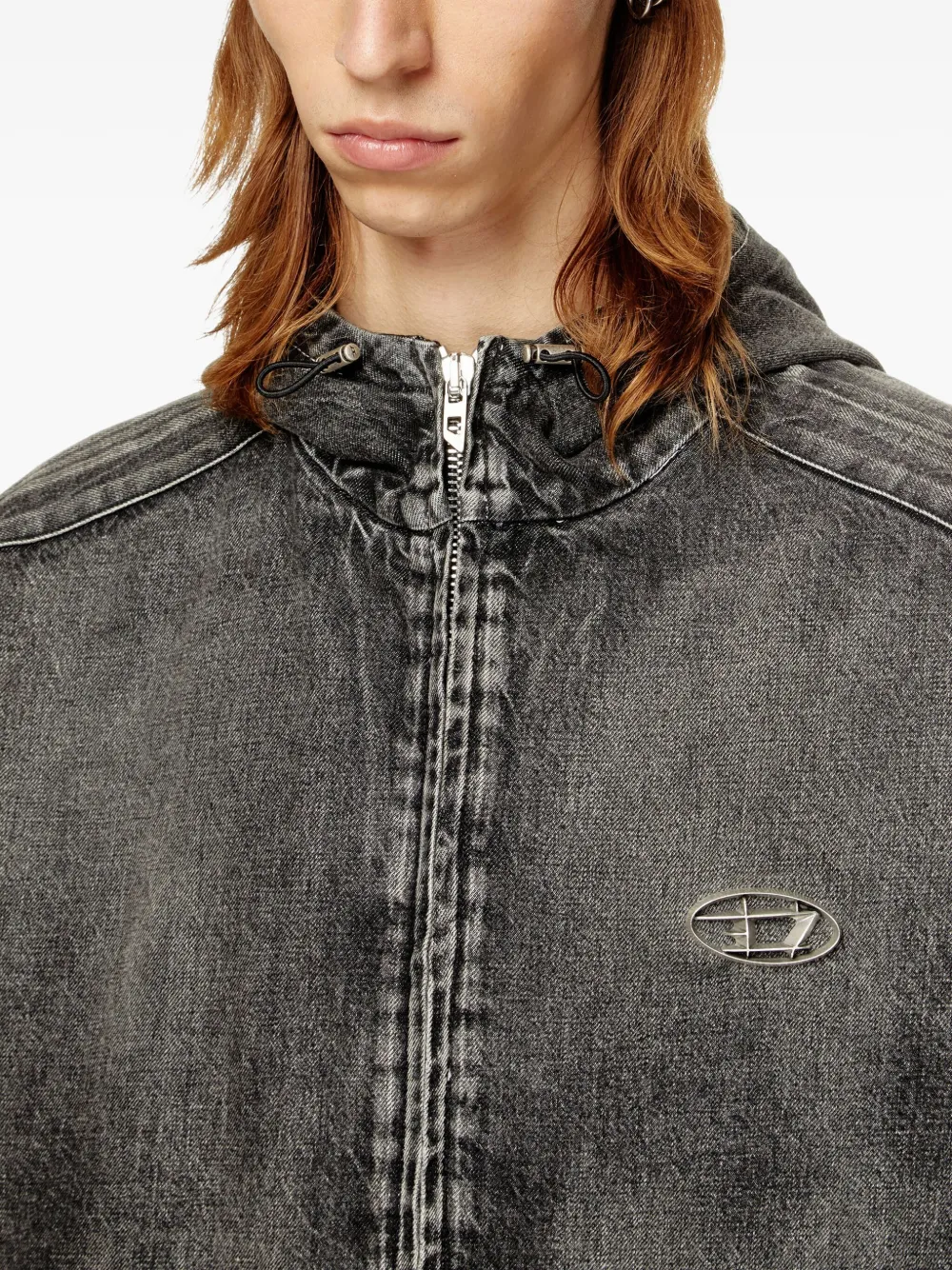 Diesel x Thug Club denim jack met capuchon Zwart