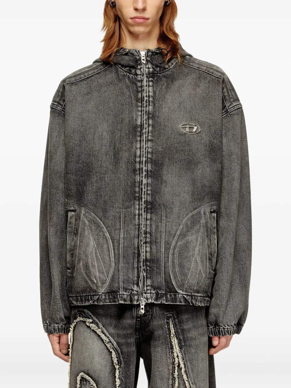 Diesel x Thug Club denim jack met capuchon Zwart