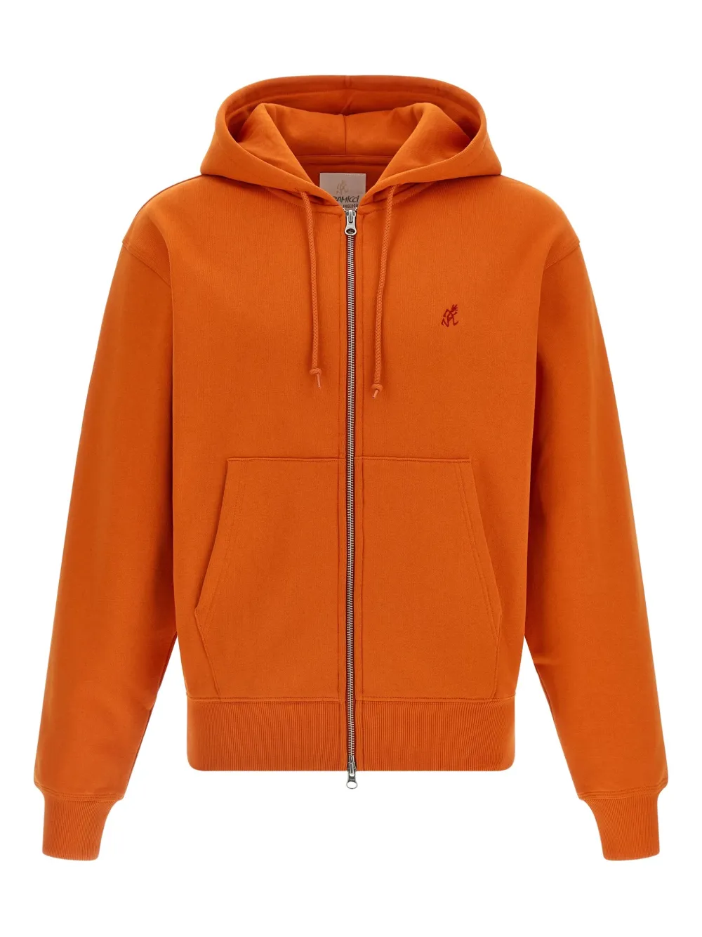 Gramicci Zip-front Embroidered Hoodie In Orange