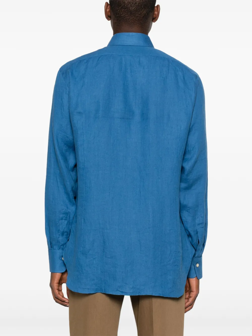 Kiton Linnen overhemd Blauw