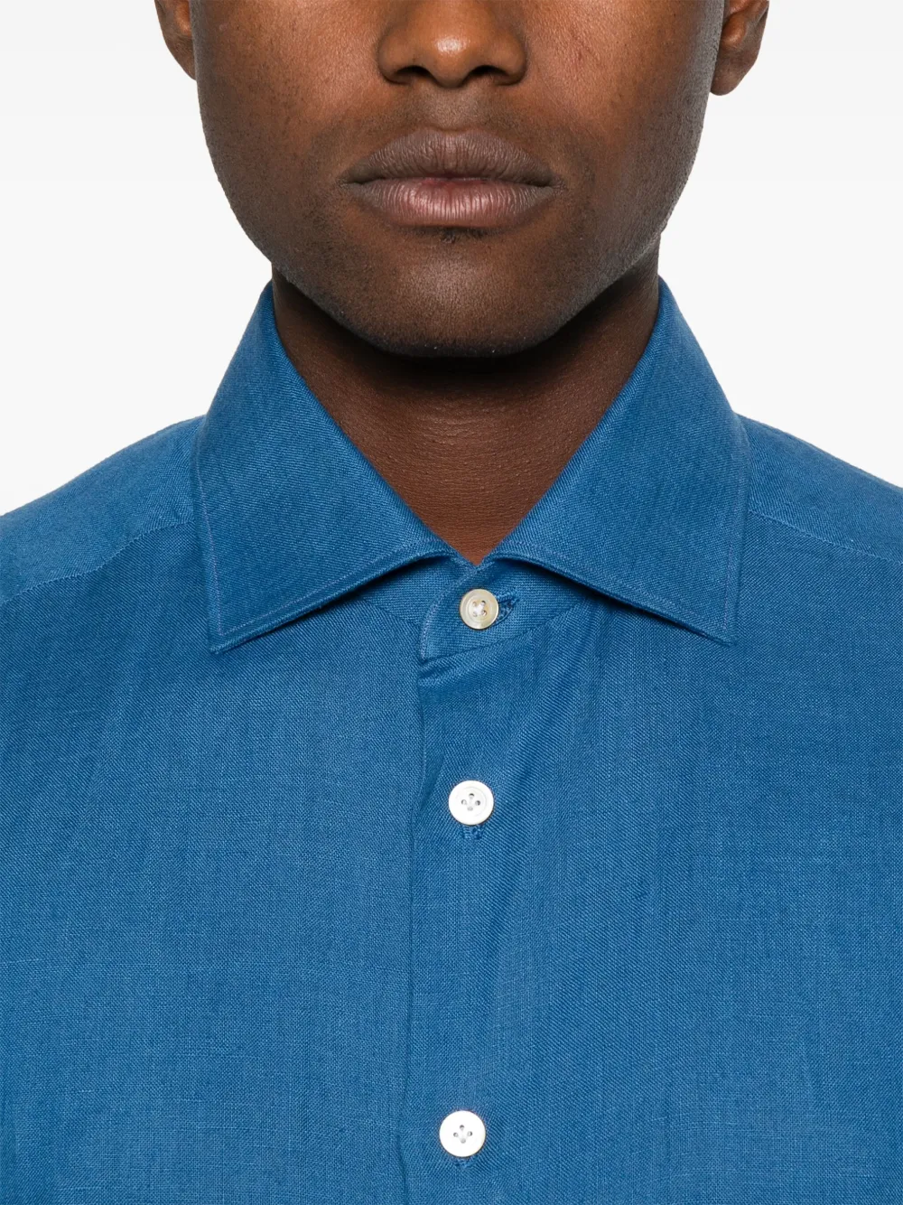 Kiton Linnen overhemd Blauw