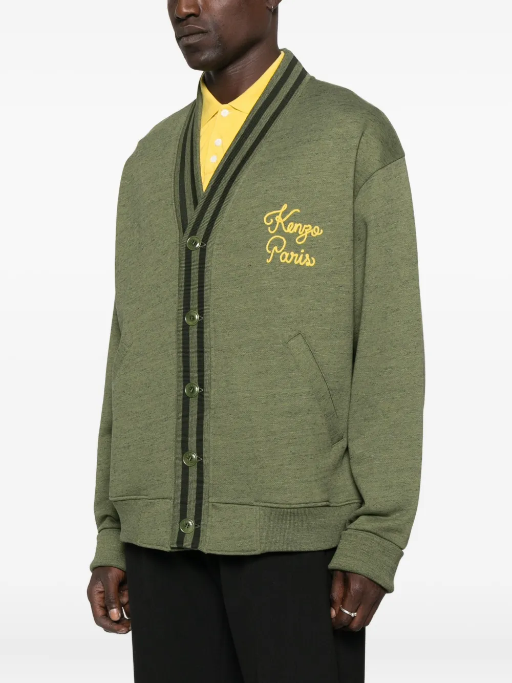 Kenzo Paris vest met V-hals en geborduurd stiksel Groen