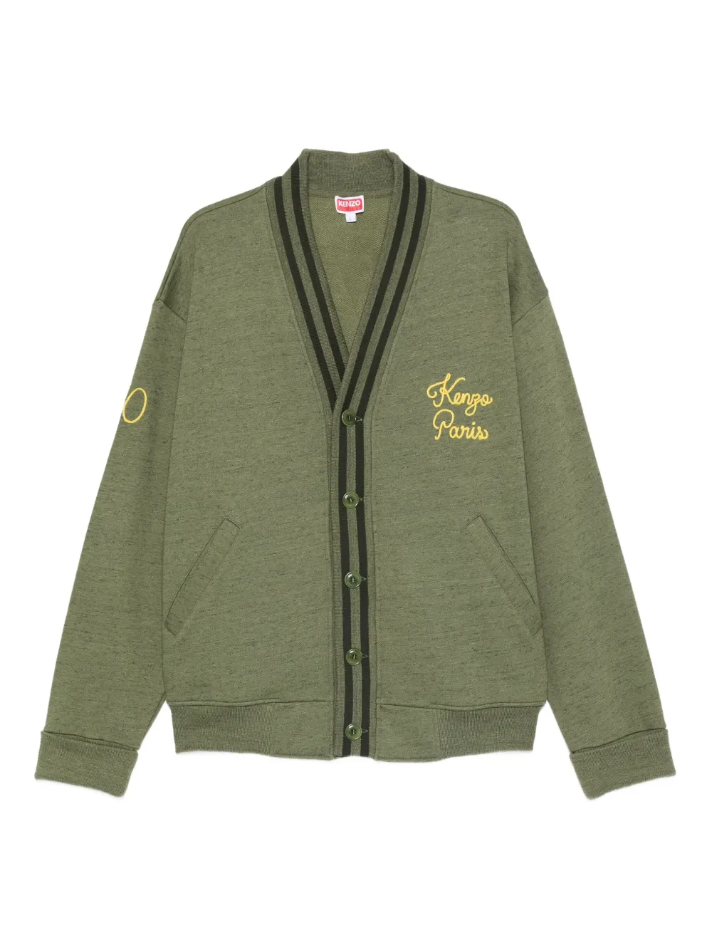 Kenzo Paris Chainstitch-embroidered V-neck cardigan | Green | Image 1