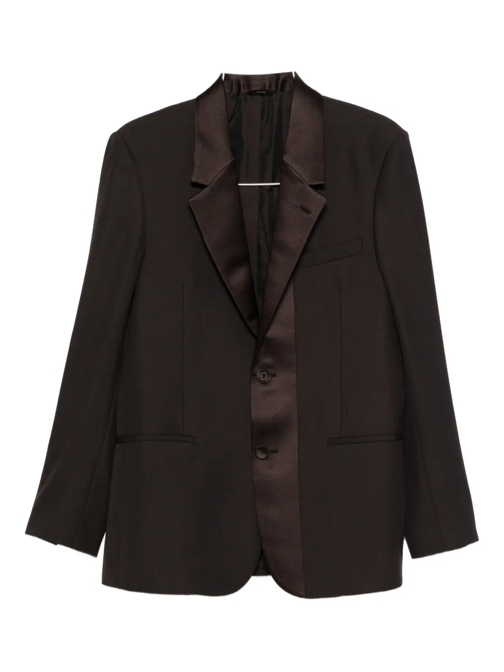 Fendi Satin-detail Lapel Blazer In Brown