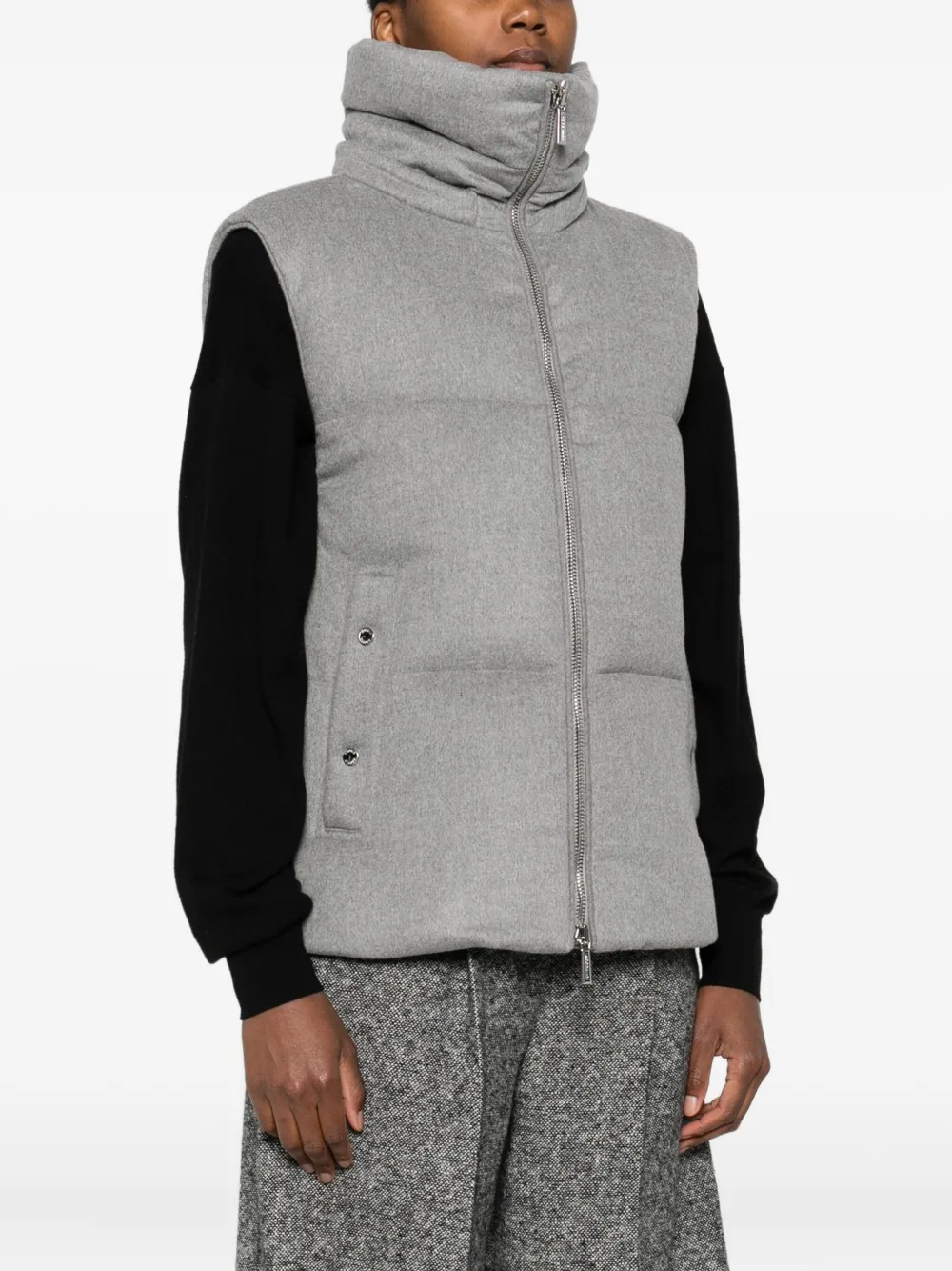 Moorer Hooded Zip-up Gilet In Gray