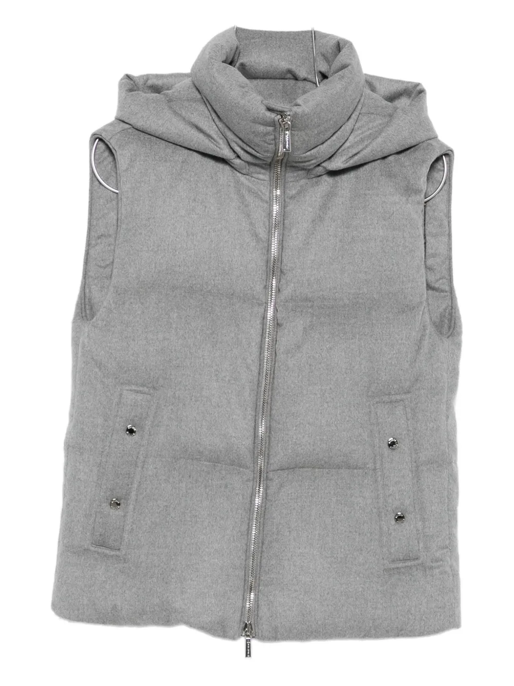 Moorer Hooded Zip-up Gilet In Gray