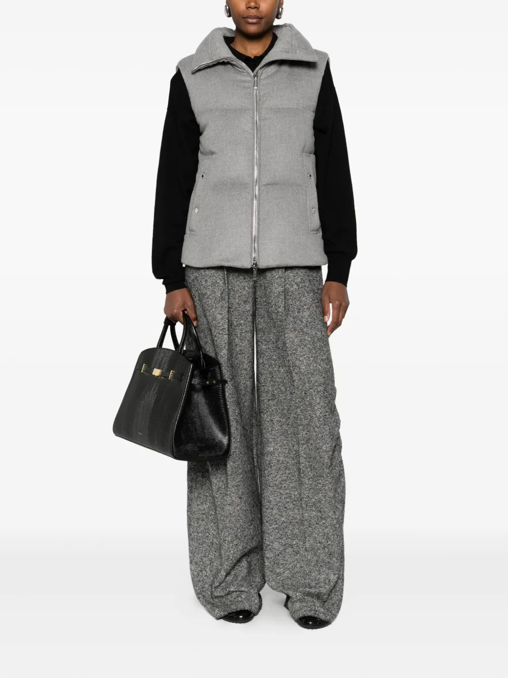 Moorer Hooded Zip-up Gilet In Gray