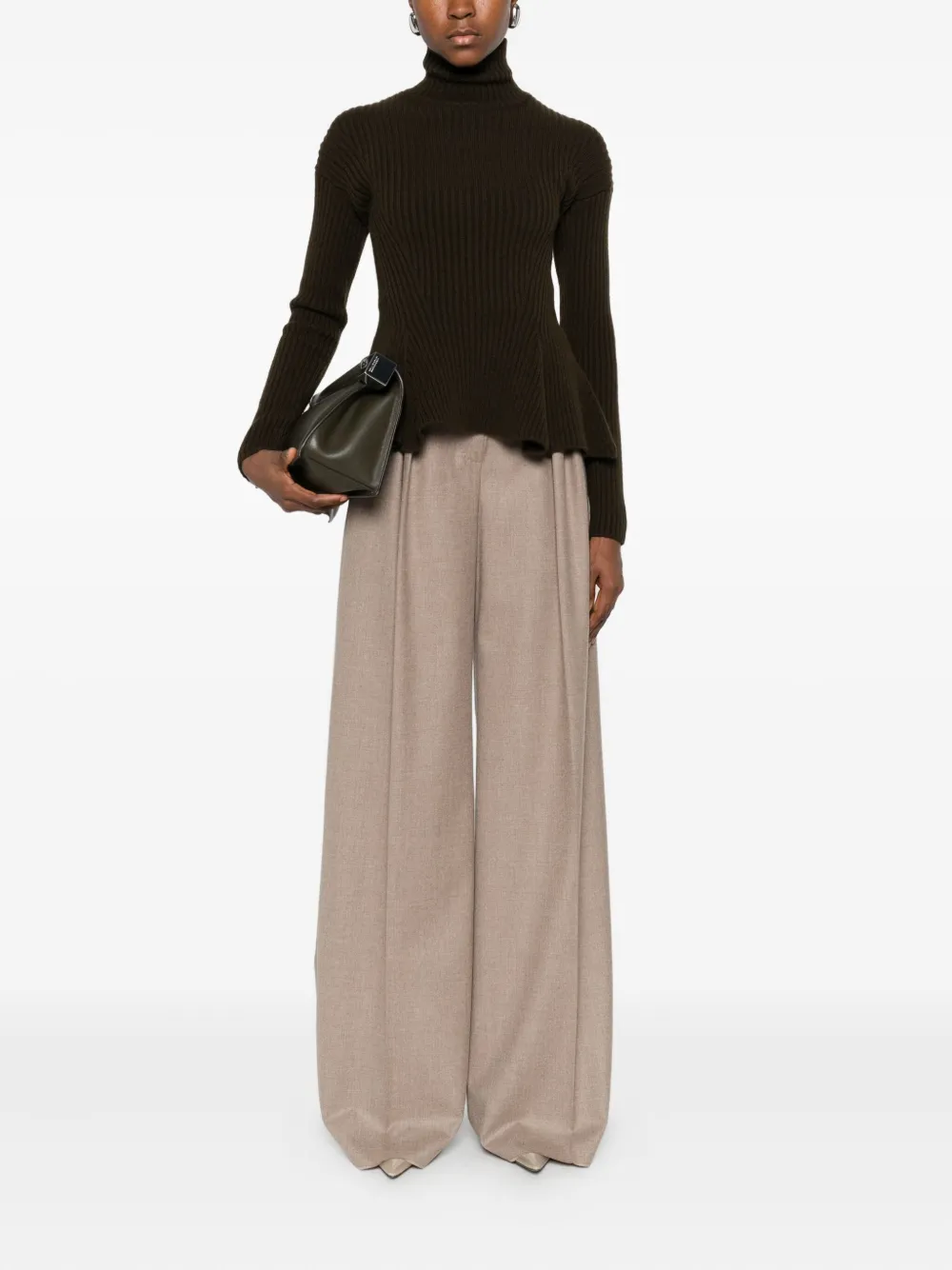 Max Mara Kasjmier broek met geplooide voorkant - Beige