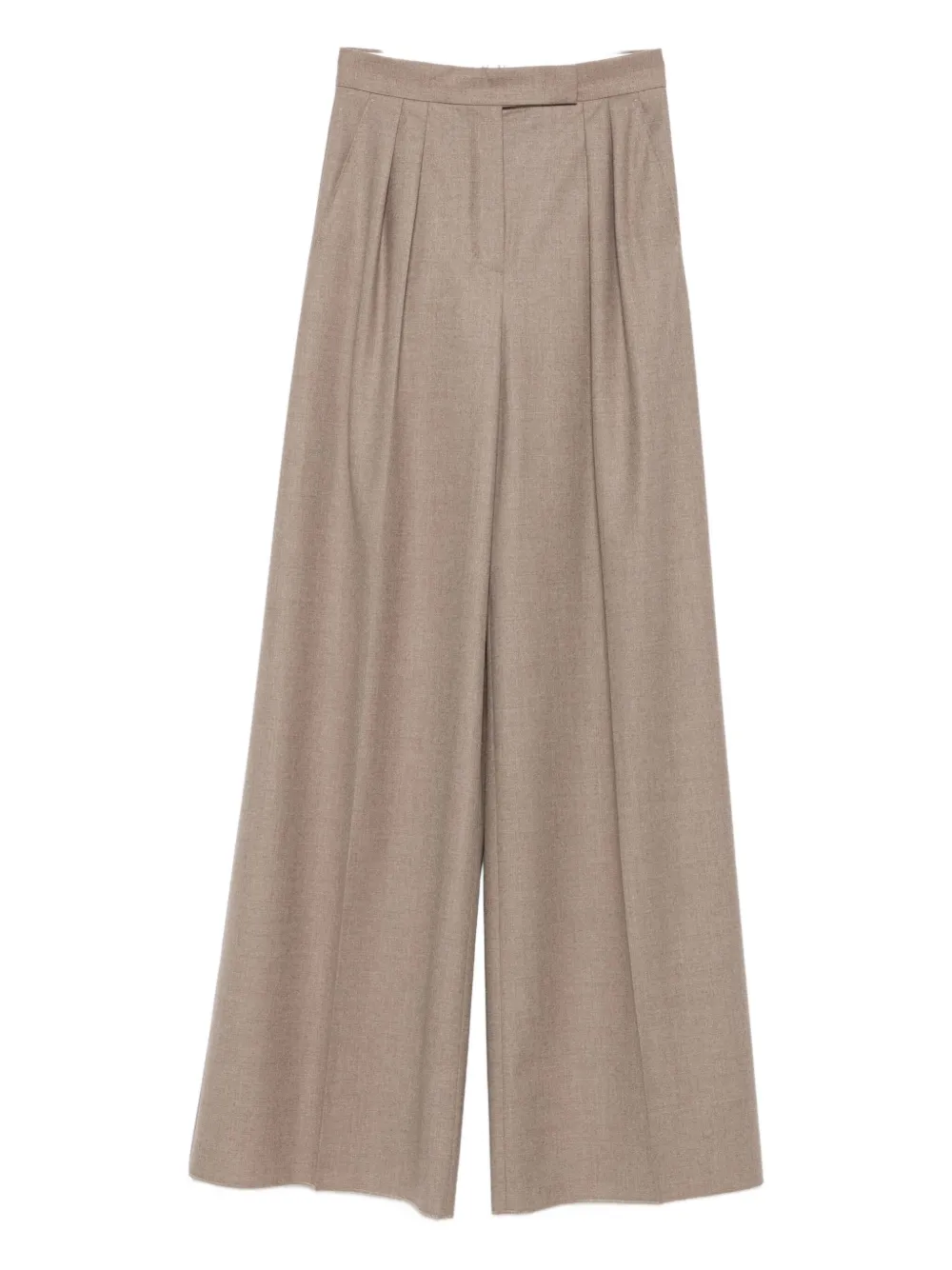 Max Mara High Waist Wide Leg Trousers With Pockets In Neutral