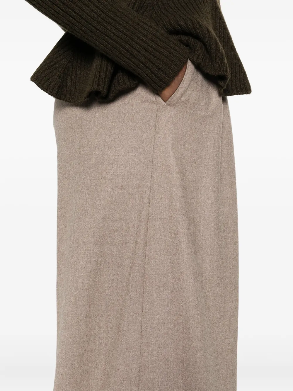 Max Mara High Waist Wide Leg Trousers With Pockets In Neutral