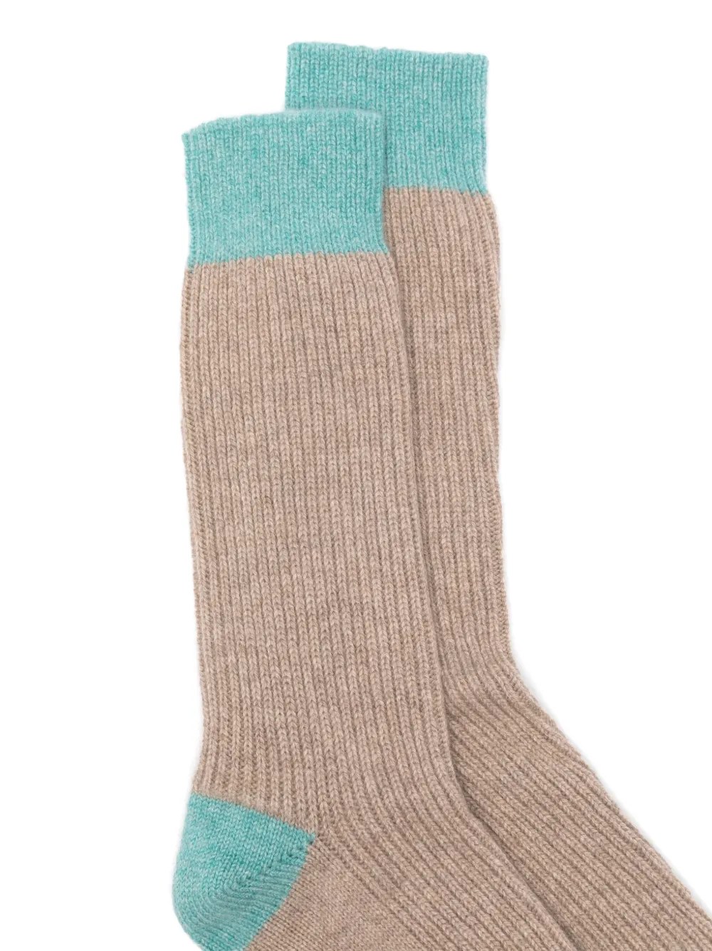 Guest In Residence Ribbed Colour-block Socks In Brown
