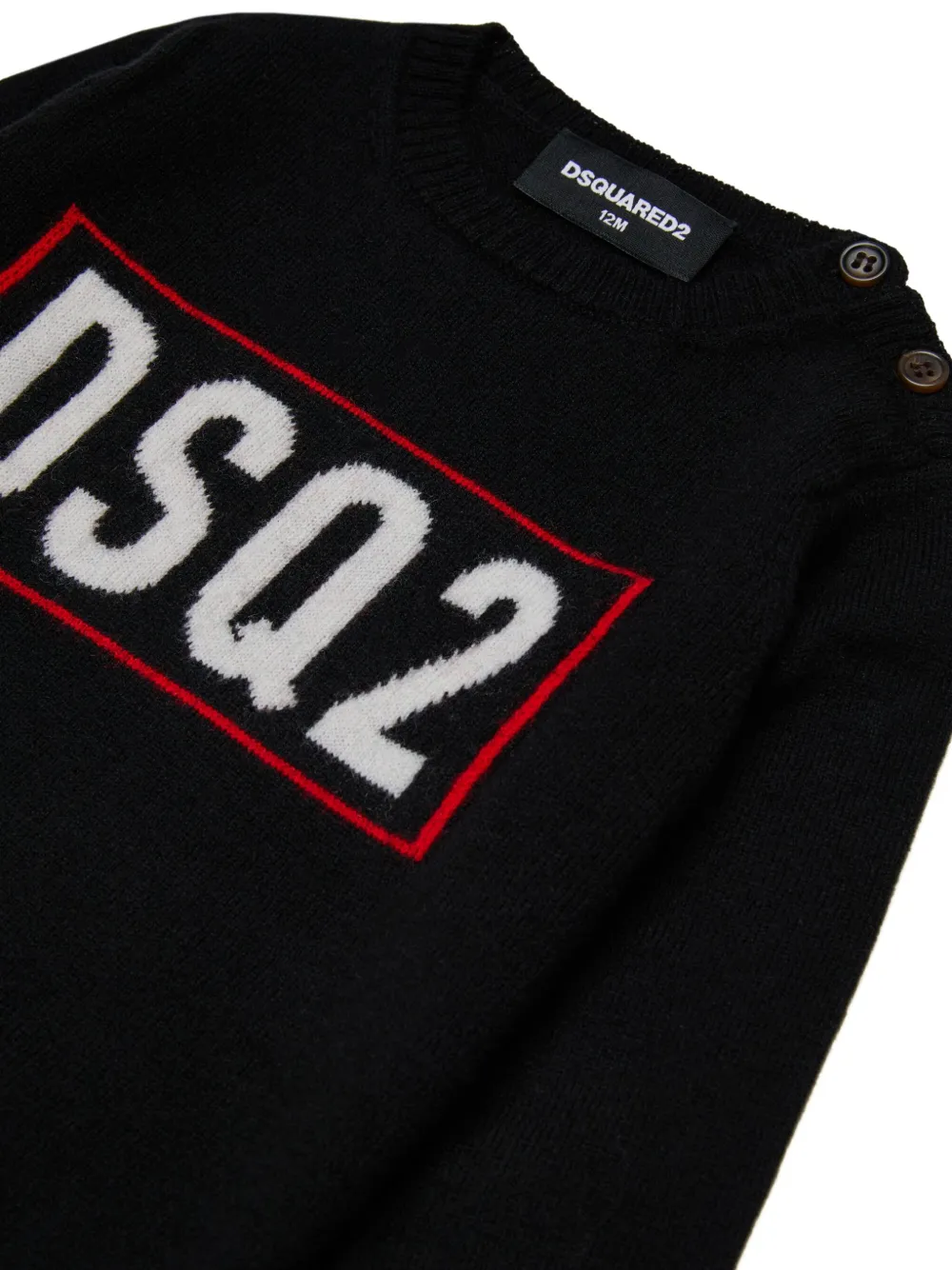 Dsquared2 Buttoned Crew-neck Dress In Black