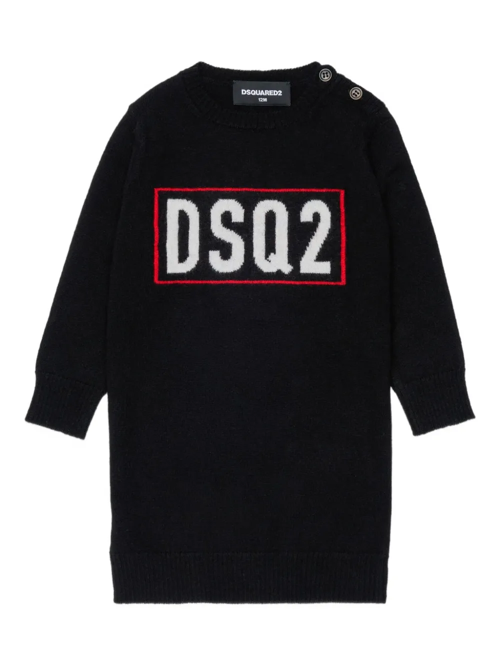 DSQUARED2 KIDS buttoned crew-neck dress | Black | Image 1